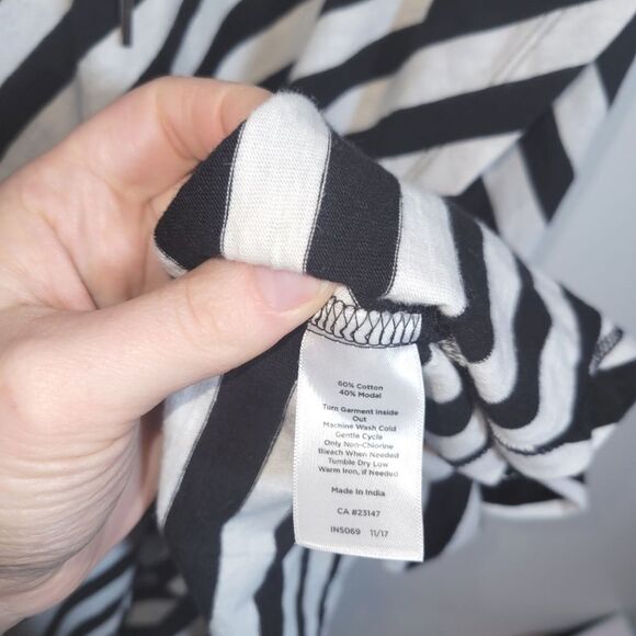 Talbots Black White Stripe Faux Wrap Maxi Dress XL - Picture 6 of 10